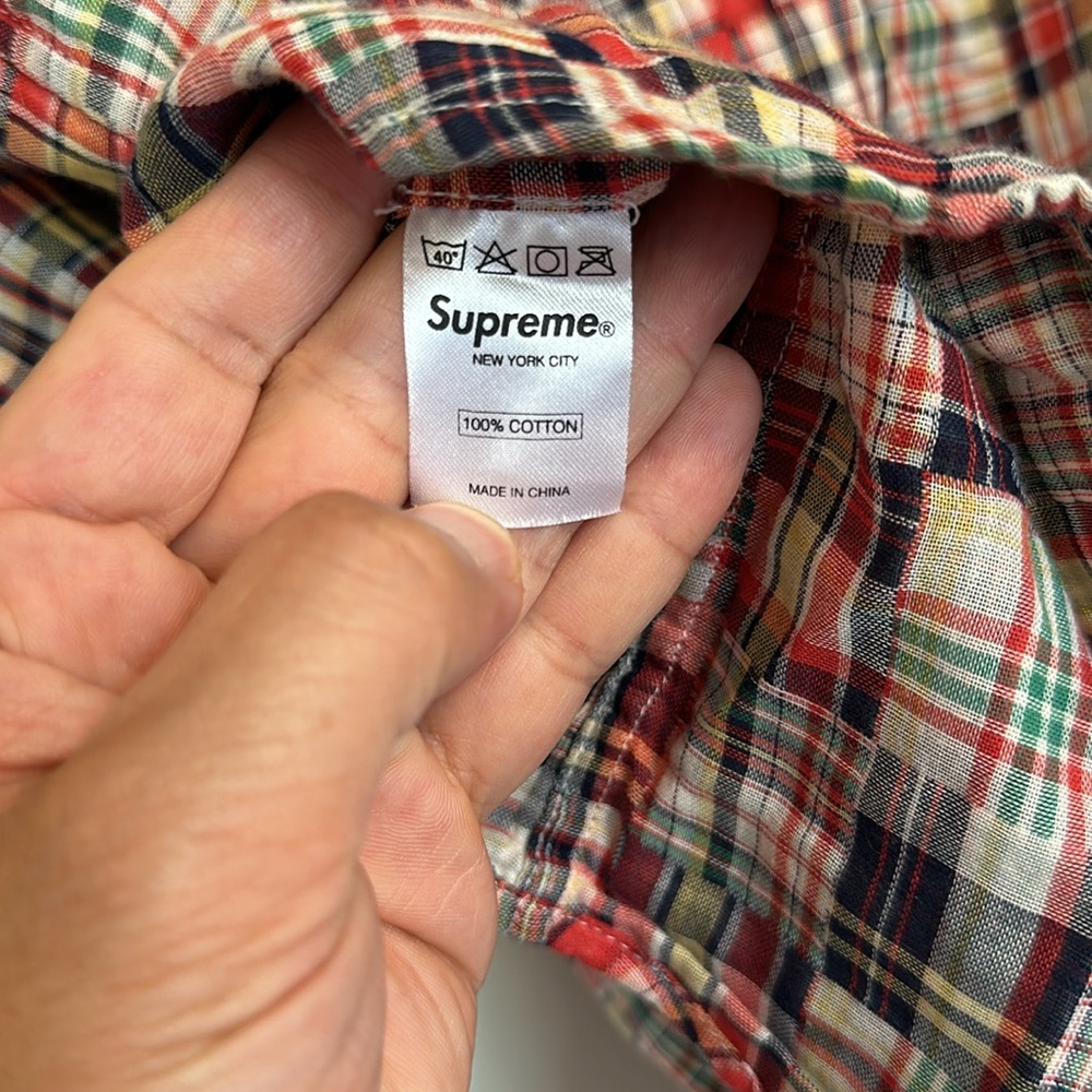 Authentic Rare Supreme Plaid Patchwork Button Dow… - image 5